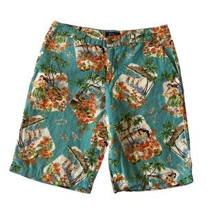 Polo Ralph Lauren Boys Shorts Size 20 Multicolor Hawaiian Aloha Linen Preppy